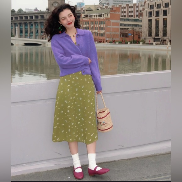 &Other Stories Purple Collared Alpaca Blend Cardigan - Picture 6 of 9